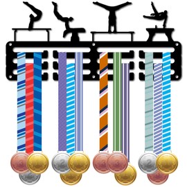 CREATCABIN Medal Holder for Gymnastics Medal Hanger Metal Medal Holder Black Shelf Hanger Organiser Medal Stand Small Frame Wall Mounted Hanging for Over 40 Medals 29 x 13 cm