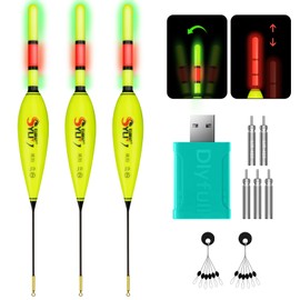 QualyQualy Set of 3 Fishing Floats LED Floats with Bite Alarm Fishing Floats Set with Gravity Sensing and Base Light Float Fishing Floats Trout Floats Fishing Accessories
