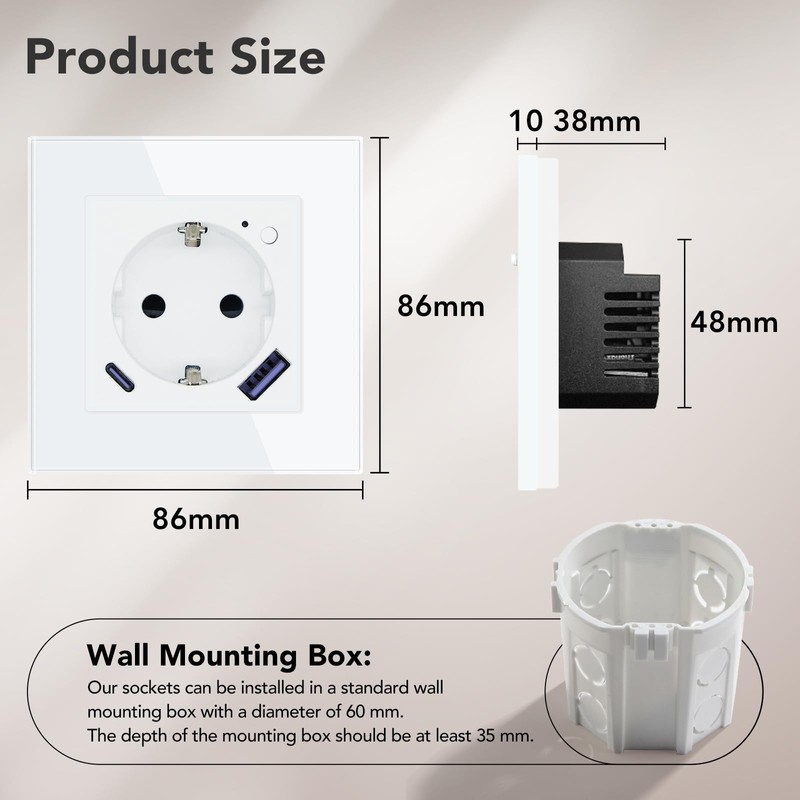 BSEED ZigBee Socket with USB C 20 W Quick Charger