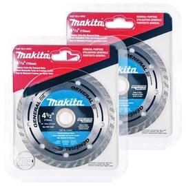 Makita 2 Pack - 4 1 2 Turbo Rim Diamond Blades For Grinders - Fast Cutting For Concrete and Brick - 4-1/2" x 7/8-Inch