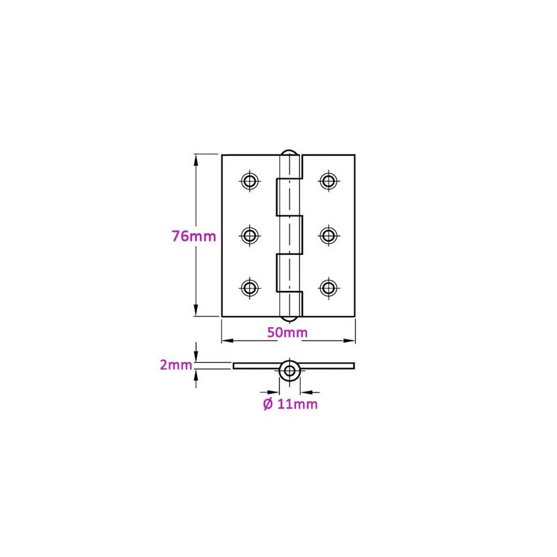 3 Pairs of Door Hinge 3" 75mm Ball Bearing Hinges