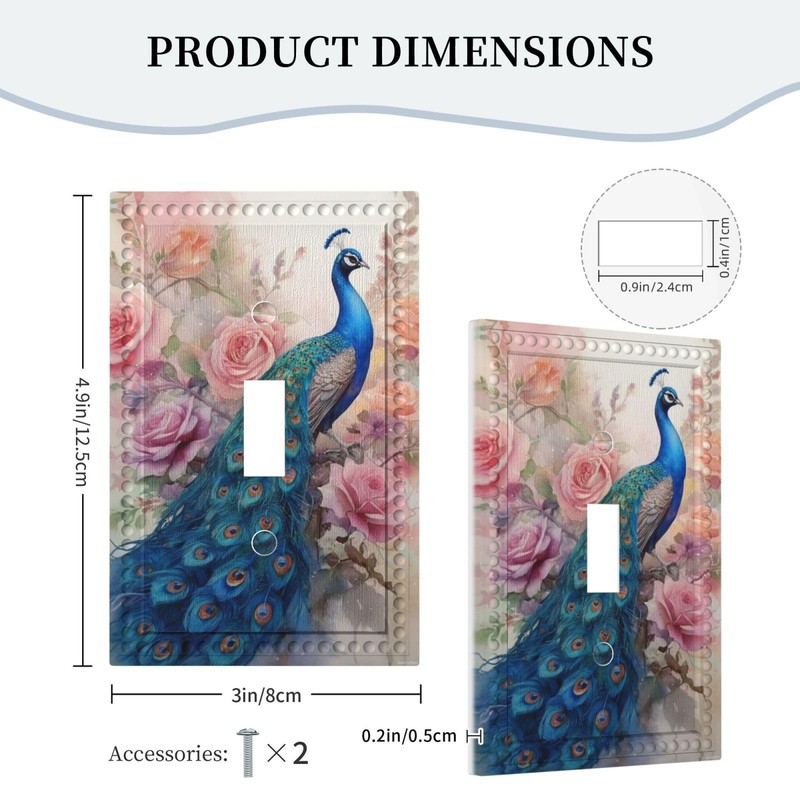 HLCoChTDecorative Art Light Switch Covers Peacock Amidst a Blush of