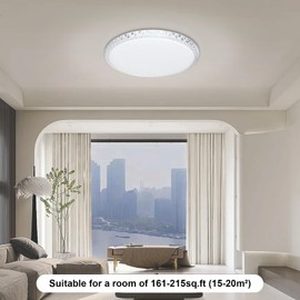 VIPMOON 42W LED Ceiling Light, Ultra Thin Gem Round Ceiling Light, 3780LM High Brightness Bedroom Ceiling Light Suitable for Living Room, Kitchen, Children's Room, Elderly Room