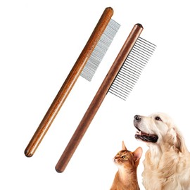 LUPAPA 2 PCS Cat Brush for Indoor Cat, Cat comb for Fur tangling, Wooden Shagging Comb for Dogs, Pet Grooming Brushes with Wood Handle for Furry Pet