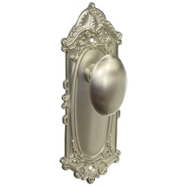 Nostalgic Warehouse Victorian Plate with Homestead Knob, Single Dummy, Satin Nickel