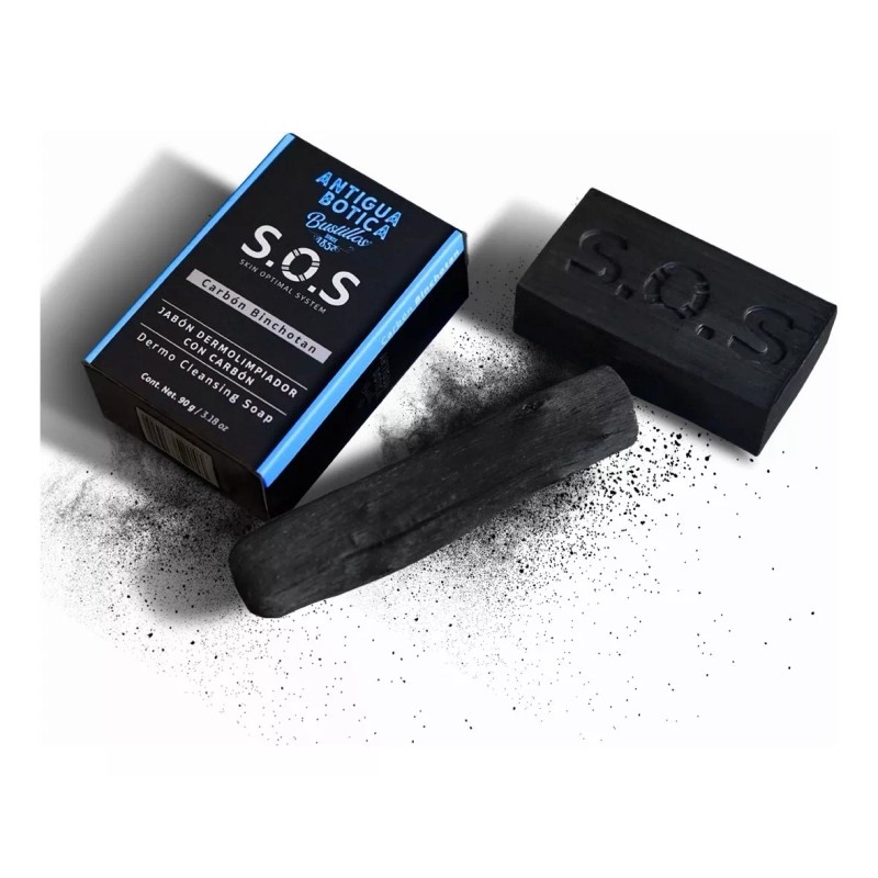 S.O.S SKIN OPTIMAL SYSTEM Jabón Carbón Japonés Binchotan,puntos Negros,brillo,acné 90g