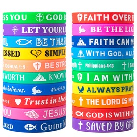 IDREAMBAND Bible Verse Bracelets – 20 Pcs Silicone Bracelets Bulk Jesus Bracelets – Cute Christian Bracelet Colored Wristbands – Comfortable and Lightweight – Perfect Religious Gifts for Men, Women