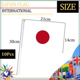 10pcs Small Japan Flags on Sticks for Oly 2024 Decorations,Japanese Hand Held Mini Japan Stick Flag Hand Wave Flags for Paris Oly 2024,Sports Events Football Game Japanese Party Decorations