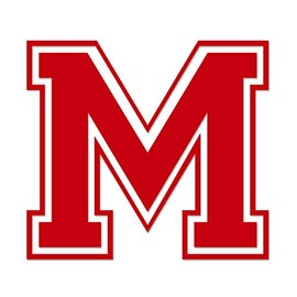 Applicable Pun Varsity Letter M - Vinyl Decal for Outdoor Use on Cars, ATV, Boats, Windows and More - Red 6 Inches Tall
