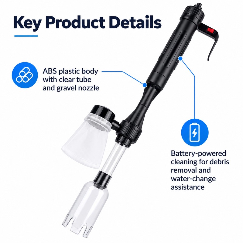 Battery Operated Aquarium Gravel Cleaner for Fish Tank Maintenance –