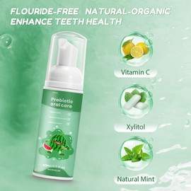 Fluoride Free Foam Kids Toothpaste - Natural Teeth Clean and Whitening Toothpaste with Strawberry and Watermelon Mint Flavor, Organic Travel for U Shaped Toothbrush