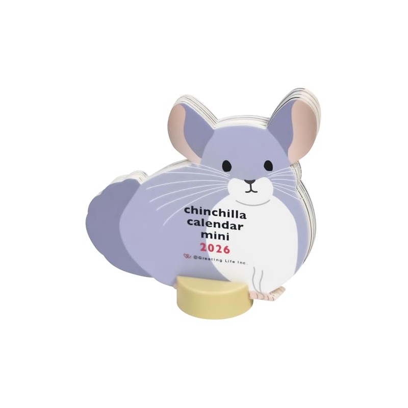 Greeting Life 2026 Calendar Animal Die Cut Mini Chinchilla Desk