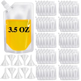 100 Pcs Plastic Flasks,3.5 Oz Reusable Drink Pouches,Leak-Proof Food Grade Plastic for Travel Outdoor Sports Concerts Events
