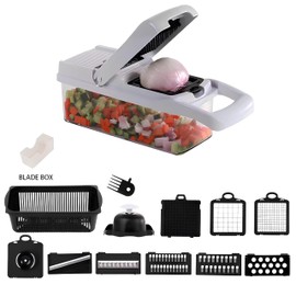IGC Royal Blade All-in-One Vegetable Chopper, Mandoline Slicer, Dicer, Grater & Cutter – Compact, Durable, Easy-to-Use for Precise Meal Prep (White/Black)