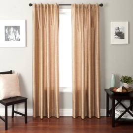 Softline Home Fashions Bergamo Faux Silk Back Tab Window Panel/Curtain/Sheer/Drape, 55" by 108", Gold