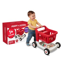 Radio Flyer Toddler Shopping Cart Walker with Wheels, Lights, and Sound for Ages 1+, Educational and Imaginative Play and Walk Behind