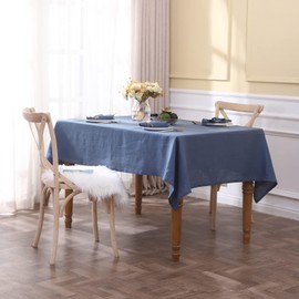 Simple&Opulence - Mantel texturizado 100% lino, mesa de cocina, comedor, decoración de granja, para picnic, fiesta, buffet (azul clásico, 60 x 120 pulgadas)