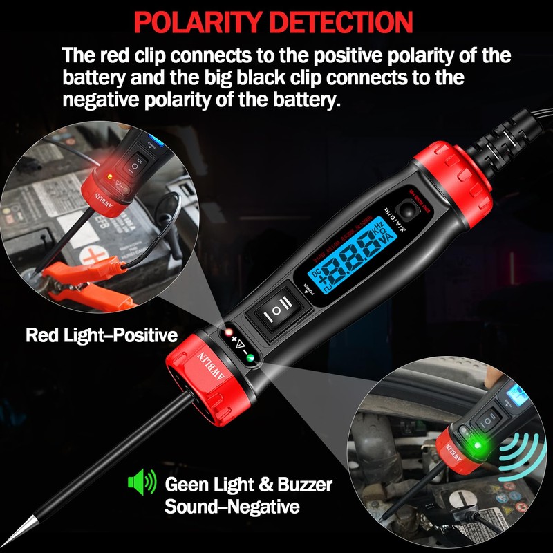 AWBLIN Upgrade Power Circuit Probe Tester, LCD Digital Automotive Test