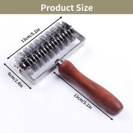 IUSOT Dough Lattice Roller Cutter, Stainless Steel Lattice Pastry Cutter with Wood Handle, Time-Saver Baking Pastry Tool - Pastry Lattice Cutter for Cookie, Pie, Pizza, Bread, Pastry Crust