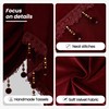 KNEOQIT Luxury Burgundy Red Velvet Curtain Valance, Soft Touch Rod