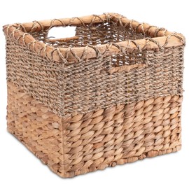 Decorasian Basket Storage Braided from Water Hyacinth – Seagrass Rectangular – Square Shelf Basket – M = 30 cm Natural