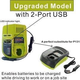 Compatible con Ryobi 12V 18V ONE+ Li-Ion Ni-Cd Ni-Mh Cargador de batería