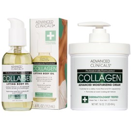 Advanced Clinicals Crema Corporal De Colágeno Loción Hidratante  Aceite Corporal De Colágeno Cuidado De La Piel Set De 2 Piezas  Set De Cuidado De La 