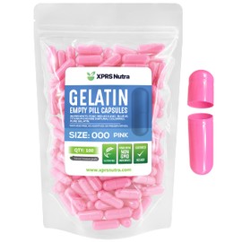 XPRS Nutra Size 000 Empty Capsules - 100 Count Empty Gelatin Capsules - Empty Pill Capsules for DIY Supplement Capsule Filling - Fillable Color Gel Caps Pills (Pink)