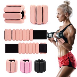 Wrist & Ankle Weights for Women, Wearable Strong Arm & Leg Weights Set of 2(1Lbs Each), Adjustable Ankle Weights for Walking, Yoga, Dance, Barre,Gym,Exercise,Pilates,Walking Running (Flesh pink)