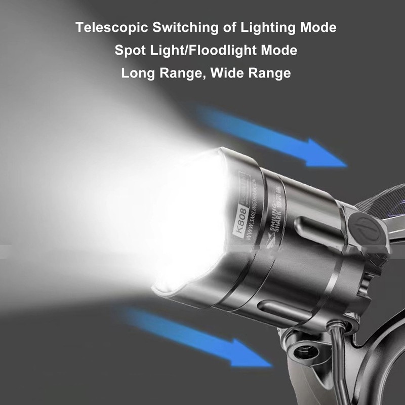 LED Headlamp High Power Adjustable Angle Telescopic Focus Waterproof Headlight