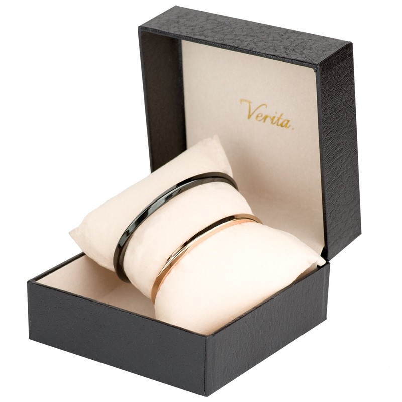 Verita. Pair Bangle, Titanium, Hypoallergenic, Black & Gold, Men's &