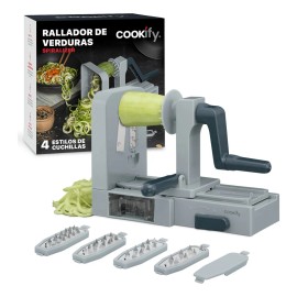 Rallador Y Cortador De Verduras En Espiral Cookify Plegable Color Gris