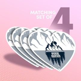 Vinyl Heart Stickers (Set of 4) 10cm - Apennine Mountains Range Forest for Laptops, Tablets, Luggage, Scrap Booking, Fridges #60250