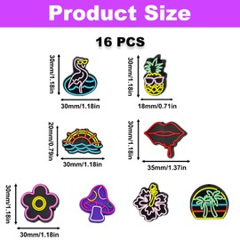 16PCS Neon Tropical Focal Silicone Beads, Cute Summer Themed Silicone Focal Beads for Keychain Making, Creative Charms for Beaded Pens Birthday Party DIY Handmade Crafts Necklace Bracelet Lanyard