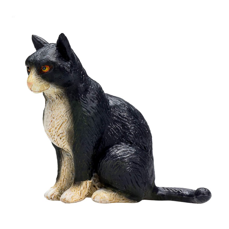 MOJO Cat Sitting Black and White Toy Figure