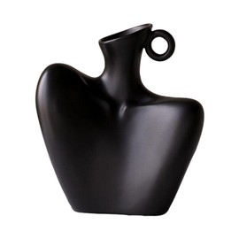 GIDARY Black Ceramic Female Body Vase,Female Head Bust, Minimalist Decorative Vase, Modern Scandinavian Style for Home Living Room Office Bookshelf Decoration