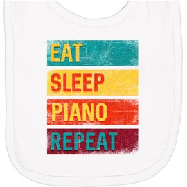 inktastic Piano Teacher Eat Sleep Piano Repeat Newborn Bib White 36146