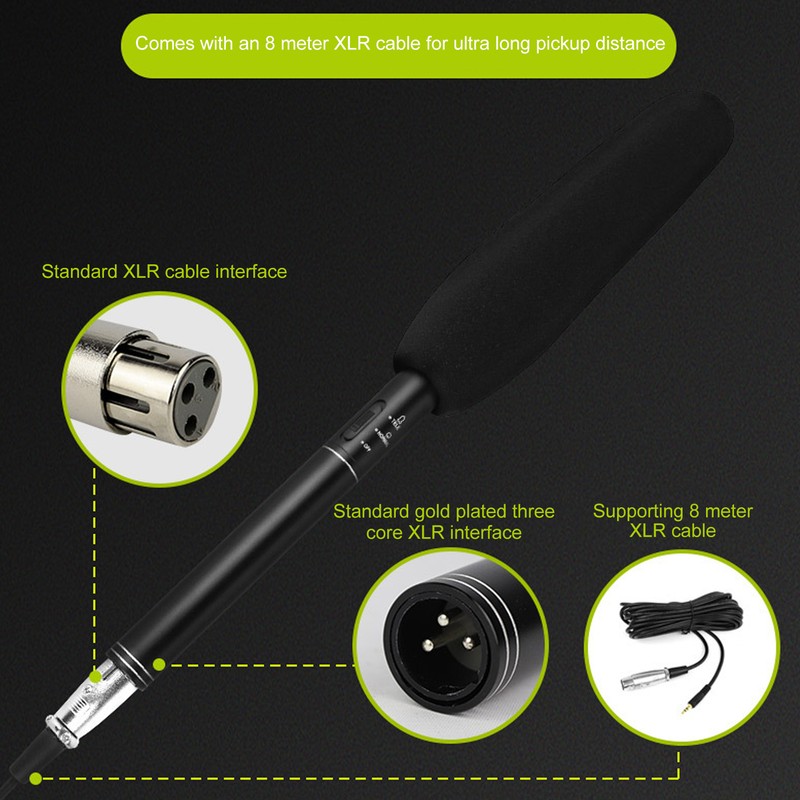 XLR Shotgun Condenser Microphone Professional Cardioid Mini Shotgun Condenser Mic