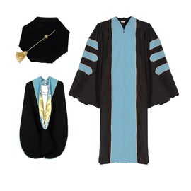Ariro Unisex Deluxe Doctoral Graduation Gown and Doctoral Hood 8 Sided Tam Package (Sky Blue, 51)