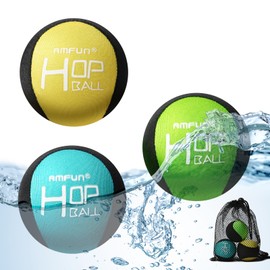 AMFUN Water Bouncing Ball, 3PCS Funny Pool Toys Balls, Skimming Balls, Soft Quick-drying Water Jumping Balls with Net Storage Bag, Water Sports Games Bouncing Ball for Pool Beach