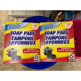 SCRUBUDDIES SCRUB BUDDIES STEEL WOOL SCRUBBING SOAP PADS SAVONNEUX ( 10 Pack in a BOX ) NEW