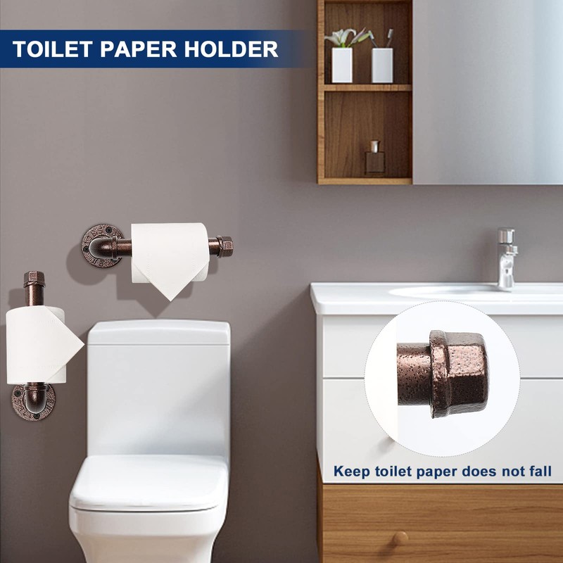 NearMoon 5-Pieces Industrial Pipe Bathroom Hardware Set, Include 18 Inch