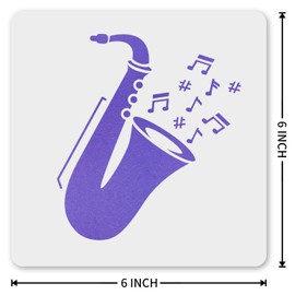 MAGJUCHE Saxophone Stencil 6 Inches, Reusable Musical Instrument Stencil for Painting DIY Crafts Decor