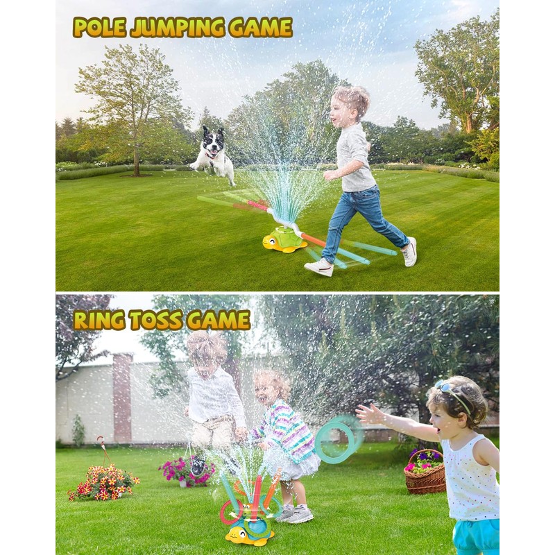 Fullware Water Sprinkler for Kids, Toddler Outdoor Toys, Backyard 3-in-1