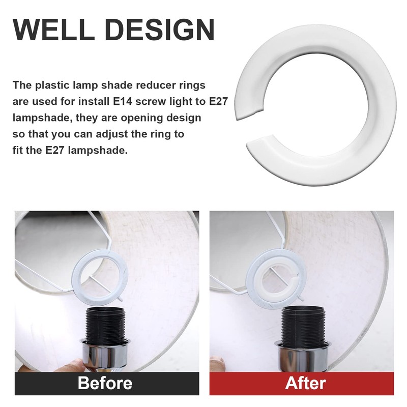 E27 to E14 Lamp Shade Adapter Ring, 6 Pack Screw