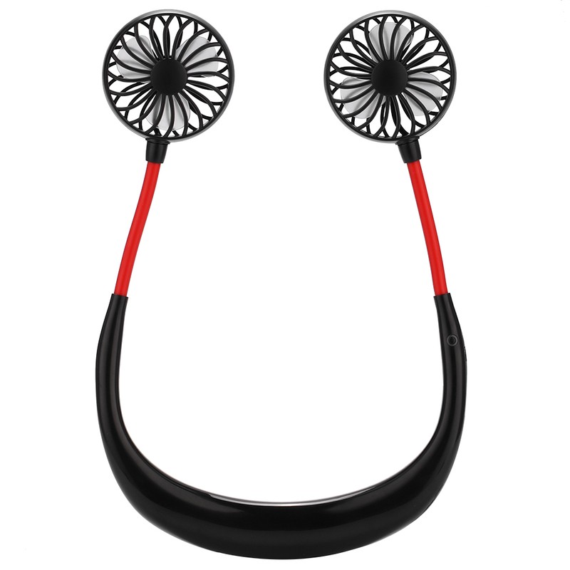 Hands free Neck Hanging USB Charging Outdoor Mini Portable Fan(Black)