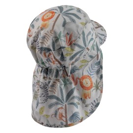 Sterntaler Peaked Cap with Neck Protection Jungle Unisex Baby Hat with UV Protection 50+ Sun Cap Made of Cotton, White