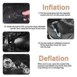 Vextone Car Inflatable Mattress, Thickened Travel Camping Air Mattress, Portable Travel Inflatable Mattress, Universal SUV Sleeping Bed with Inflatable Pump, 2 Pillows, Large Backrest(Black)