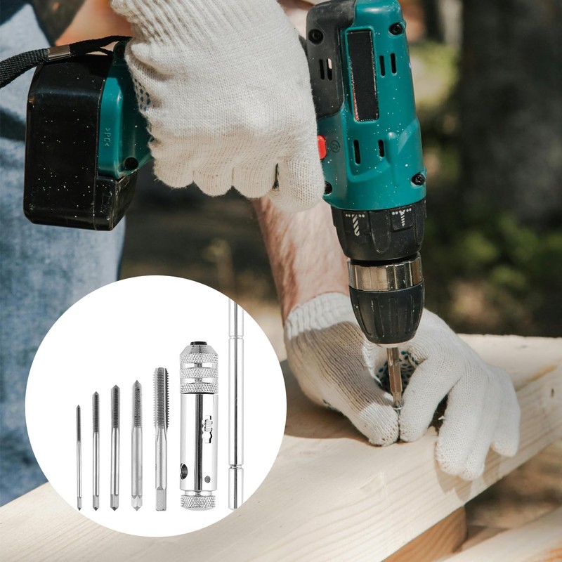 Thyonta 6 Pcs T-Handle Adjustable Ratchet Taps Wrench Set Manual