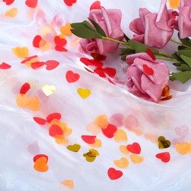 MAIGO 40g Gold Red Light Orange Love Heart Shaped Biodegradable Confetti - heart confetti for Wedding, Valentines, Mother's Day, confetti cones decorations for Birthday Party, Paper Confetti